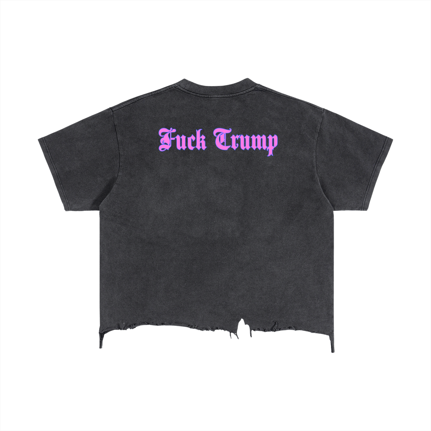 FUCK fascism Vintage Wash Boxy Distressed Hem T-Shirt