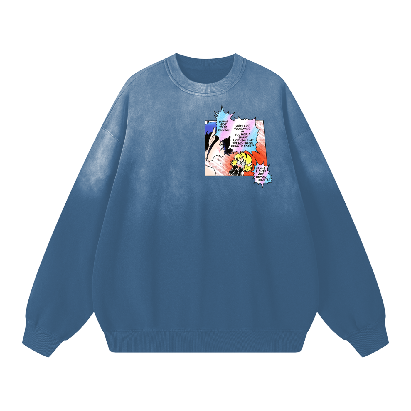 TRANS RIGHTS ARE HUMAN RIGHTS!! double sided print on sweat shirt