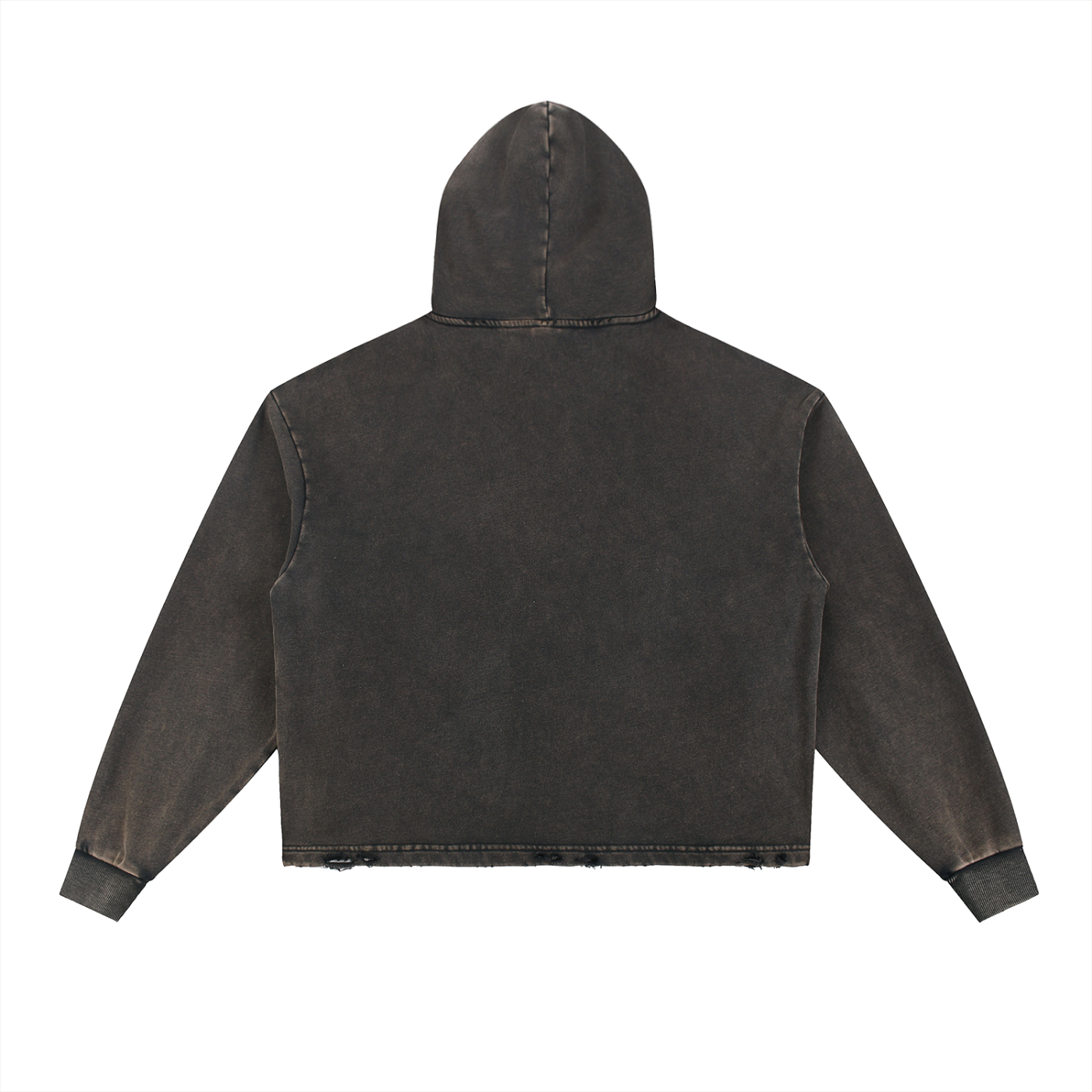 Plush Panther Vintage Washed Frayed-Hem Hoodie