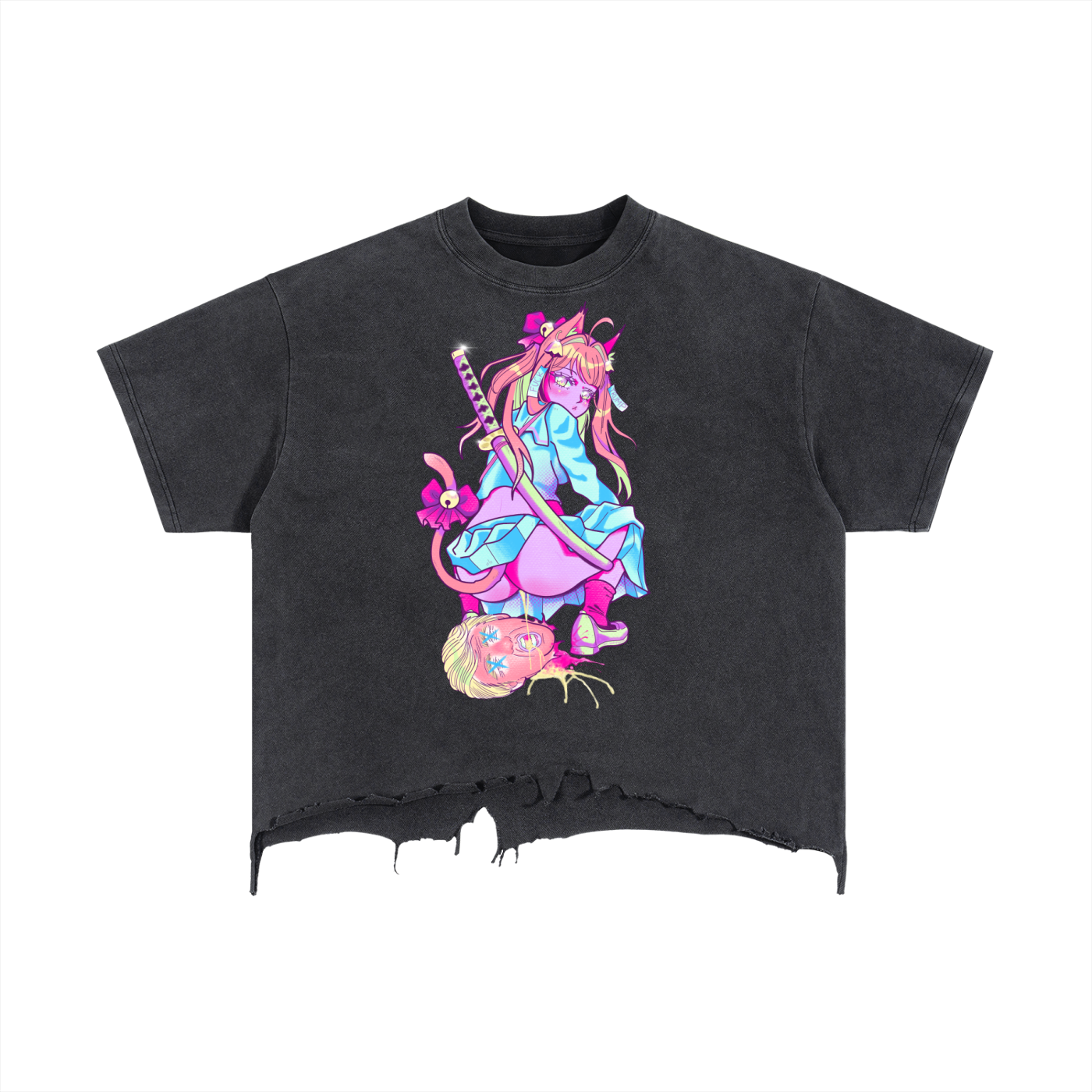 FUCK fascism Vintage Wash Boxy Distressed Hem T-Shirt