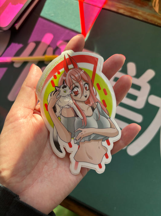 Power and Meowy Sticker