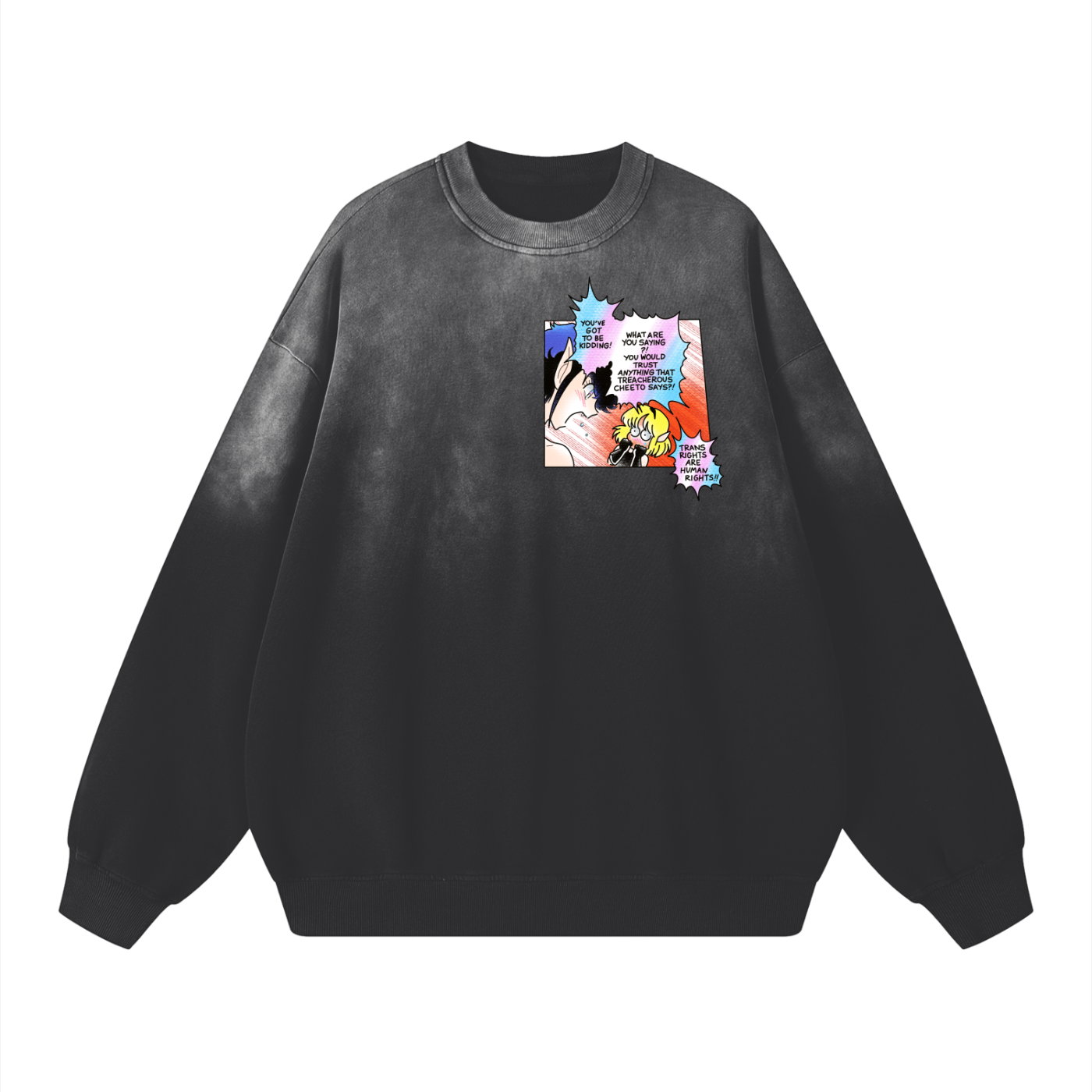 TRANS RIGHTS ARE HUMAN RIGHTS!! double sided print on sweat shirt